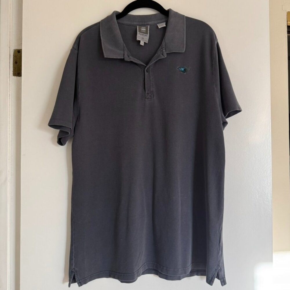 G-Star Raw Men's Distressed Navy Blue Short Sleeve Polo Dino Embroidery - XL